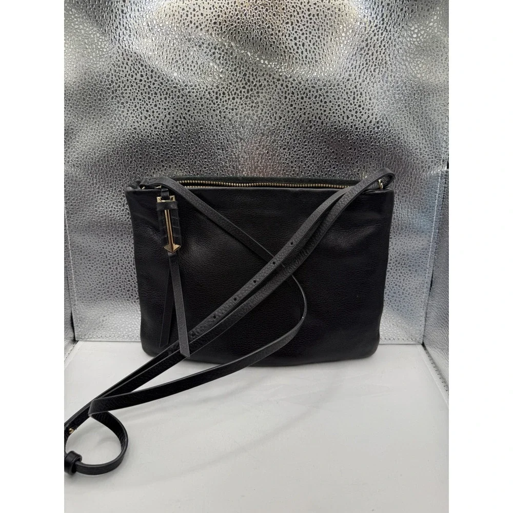 COVEN Black Leather Suede Envelope Crossbody Shoulder Bag Purse Gold Hardware - Picture 2 of 4